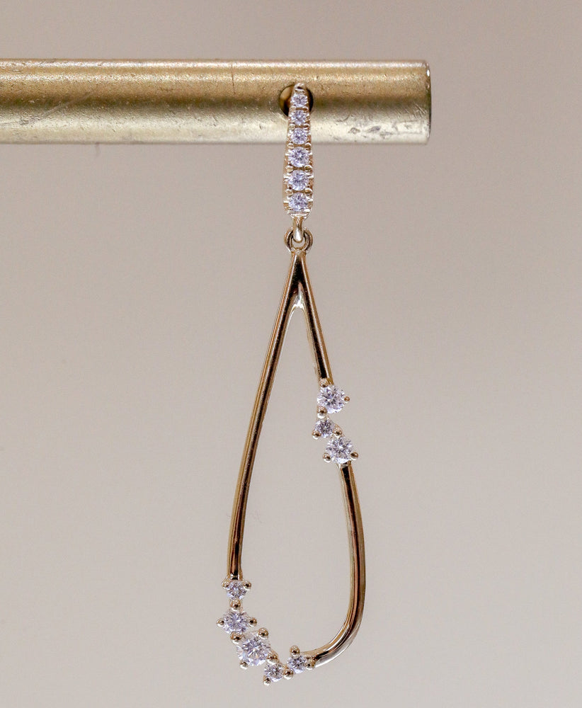 14ky .31ctw 2-Section Dangle Drop Earrings