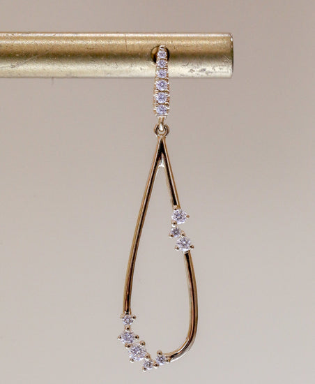 14ky .31ctw 2-Section Dangle Drop Earrings