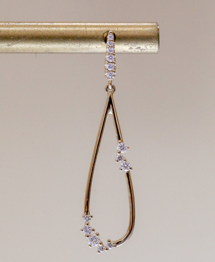 14ky .31ctw 2-Section Dangle Drop Earrings