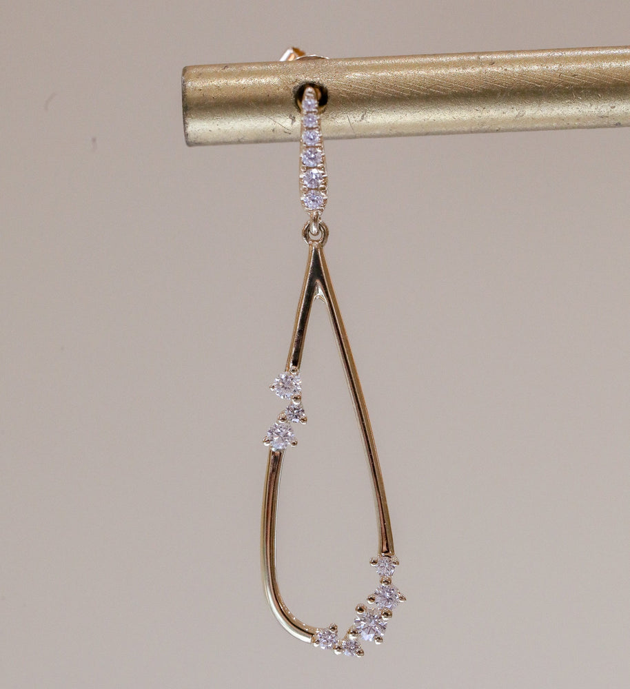14ky .31ctw 2-Section Dangle Drop Earrings