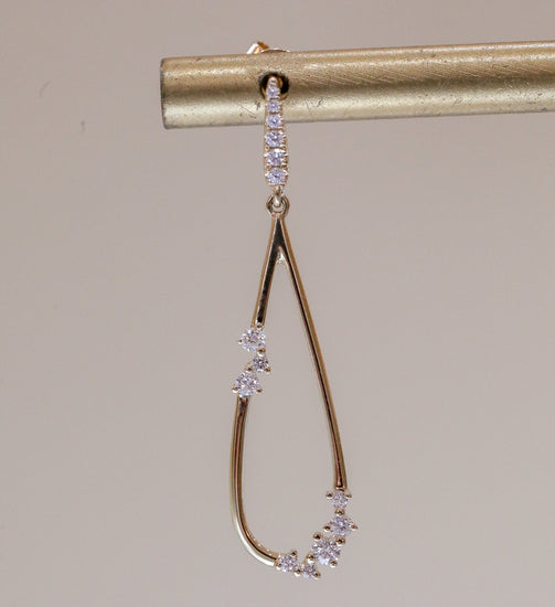 14ky .31ctw 2-Section Dangle Drop Earrings