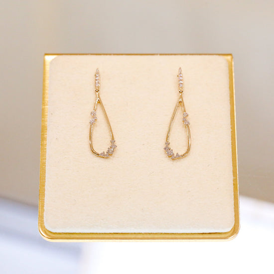 14ky .31ctw 2-Section Dangle Drop Earrings