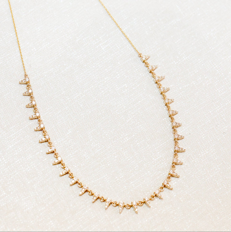 14ky 1.10ctw Graduated Spike Necklace