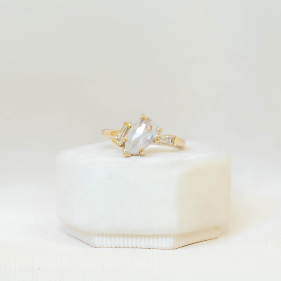 1.65ct Pear-Shaped Salt & Pepper Diamond Ring