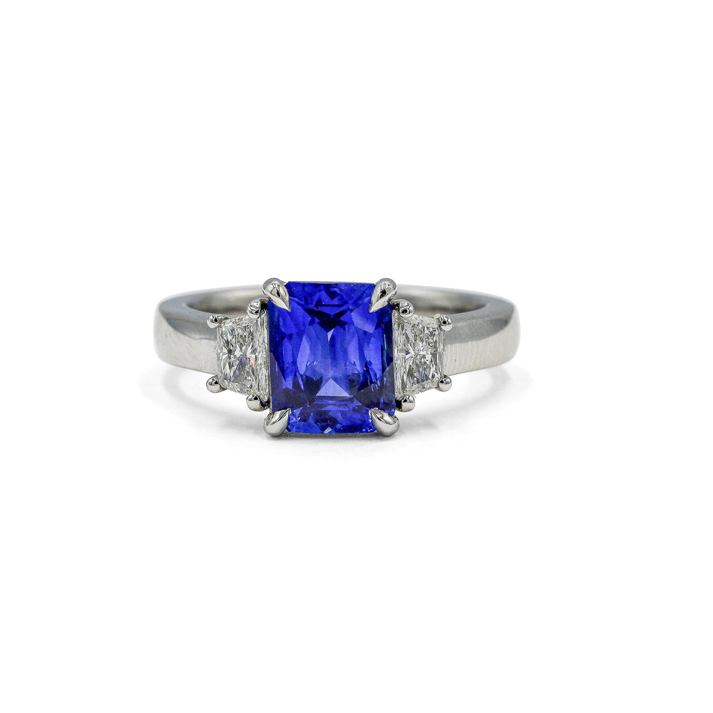 Platinum 2.57 Radiant-Cut Sapphire & Diamond Ring