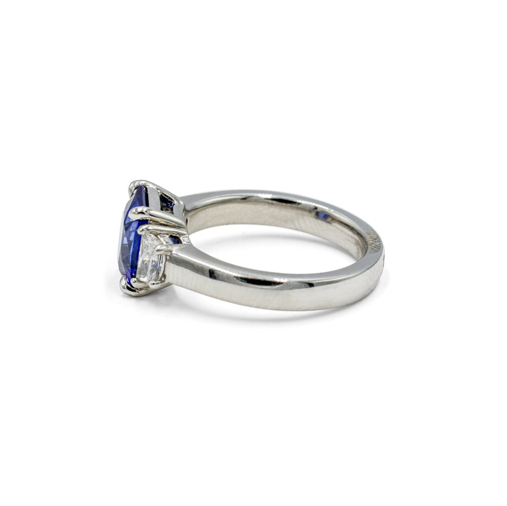 Platinum 2.57 Radiant-Cut Sapphire & Diamond Ring