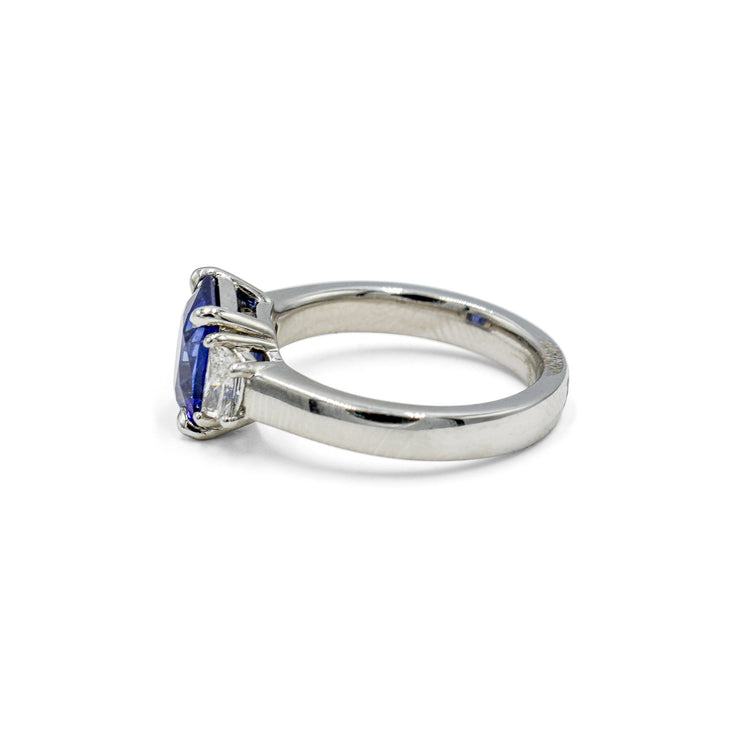 Platinum 2.57 Radiant-Cut Sapphire & Diamond Ring