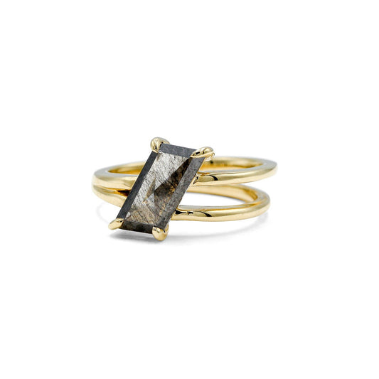 14ky 1.60 Parallelogram Salt & Pepper Split Ring