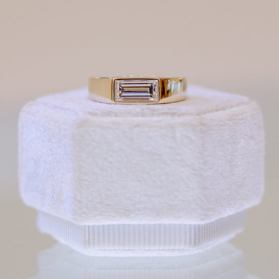 14ky .1.10ct Lab Baguette East-West Bezel Ring