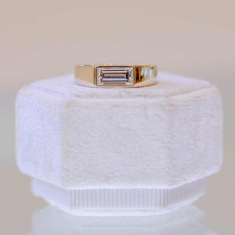 14ky .1.10ct Lab Baguette East-West Bezel Ring