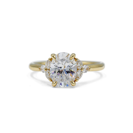 14ky Oval & .30ctw Lab Pear Diamond Ring