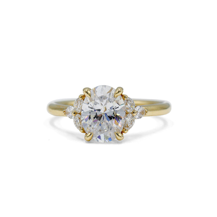 14ky Oval & .30ctw Lab Pear Diamond Ring