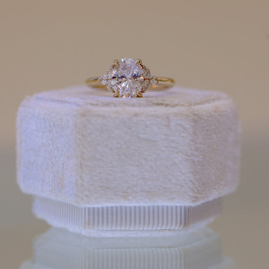 14ky Oval with .19ctw Pear and .11ctw Round Accent Ring