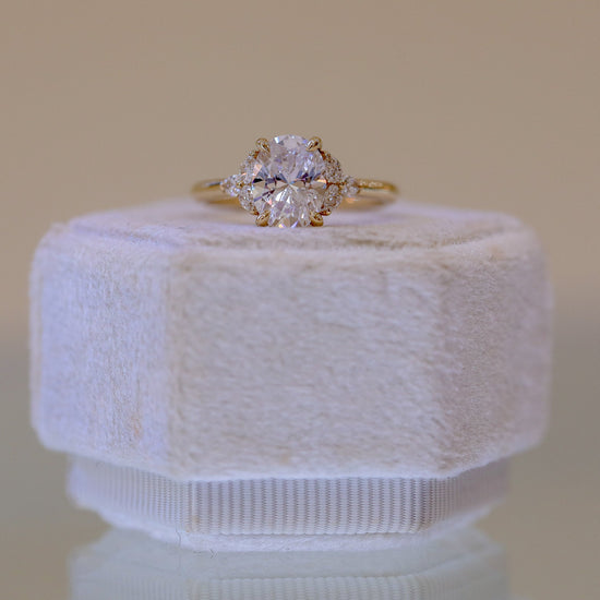 14ky Oval & .30ctw Lab Pear Diamond Ring