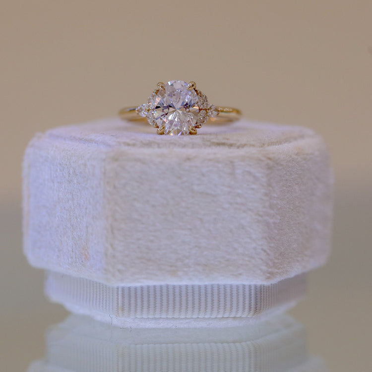 14ky Oval with .19ctw Pear and .11ctw Round Accent Ring