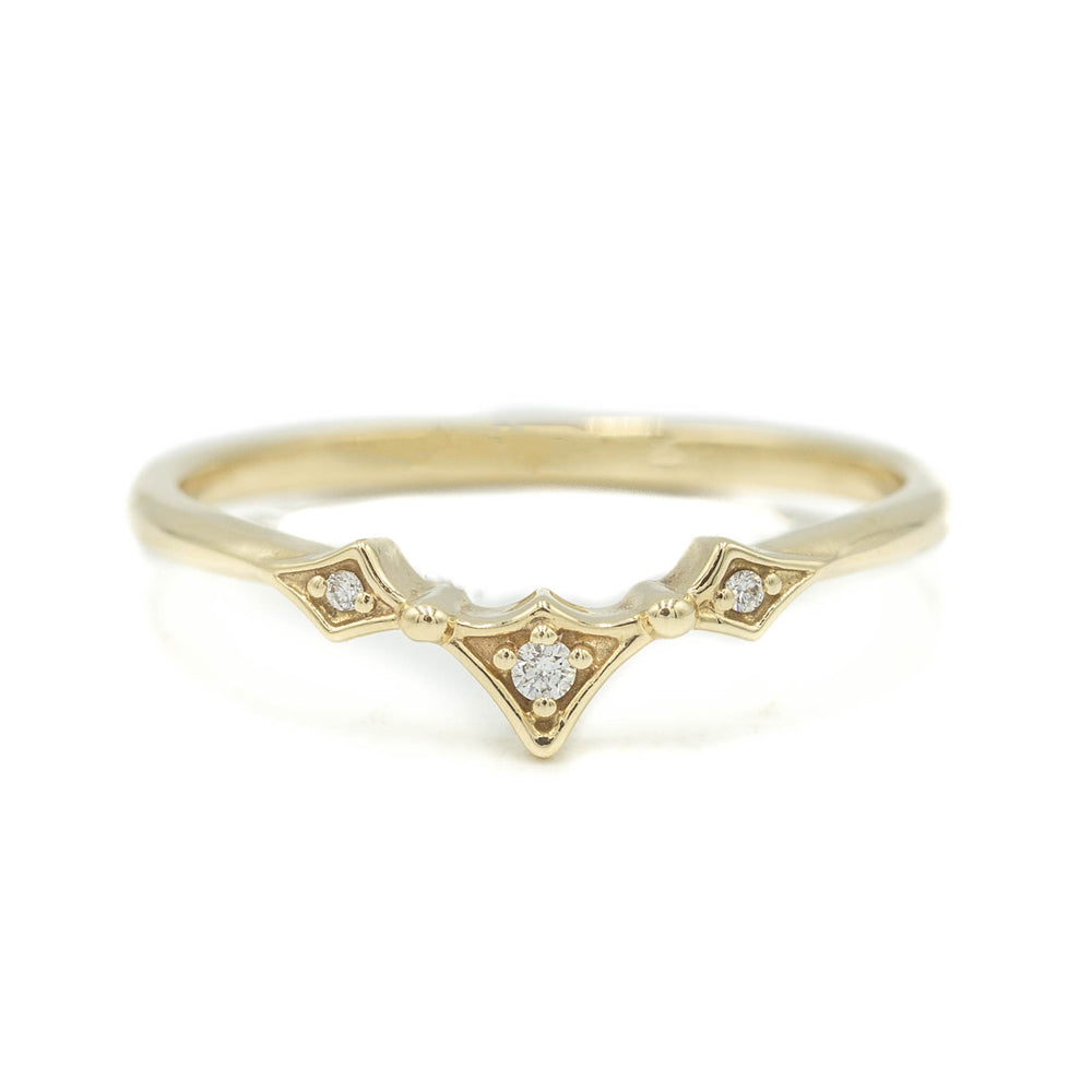 .03ctw Geometric Kite Contour Band in 14k Yellow Gold