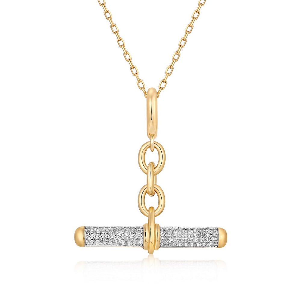 14ky .15ctw Pave Diamond Toggle Bar Charm