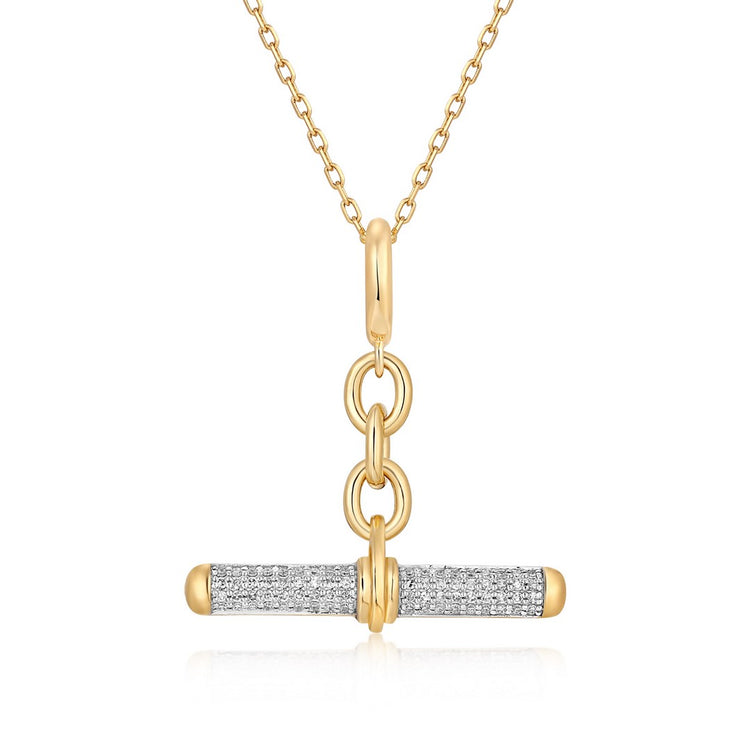 14ky .15ctw Pave Diamond Toggle Bar Charm