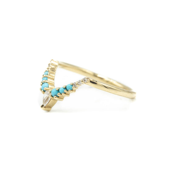 14ky Turquoise Contoured Band
