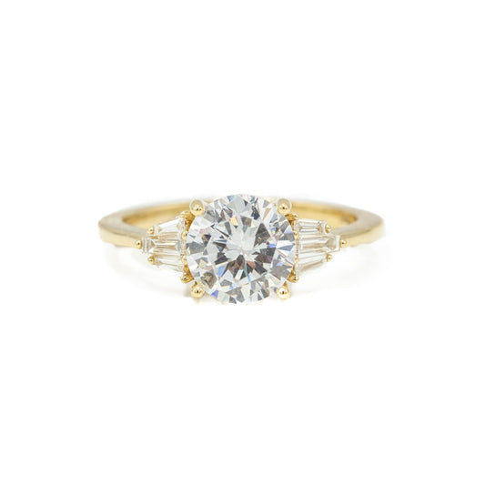 14ky Round & Baguette Deco-Inspired Diamond Ring