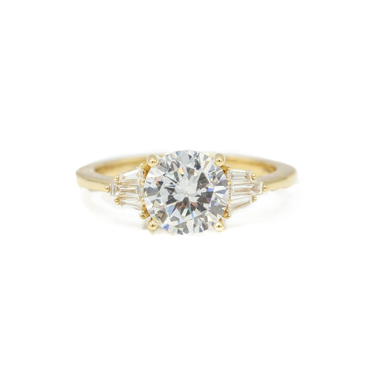 14ky Round & Baguette Deco-Inspired Diamond Ring