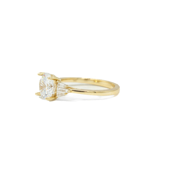 14ky Round & Baguette Deco-Inspired Diamond Ring