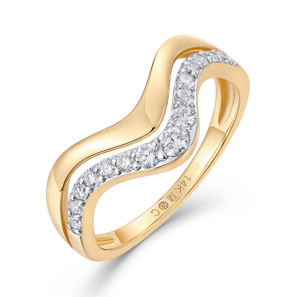 14ky .40ctw Double Pave & Gold Wave Diamond Band