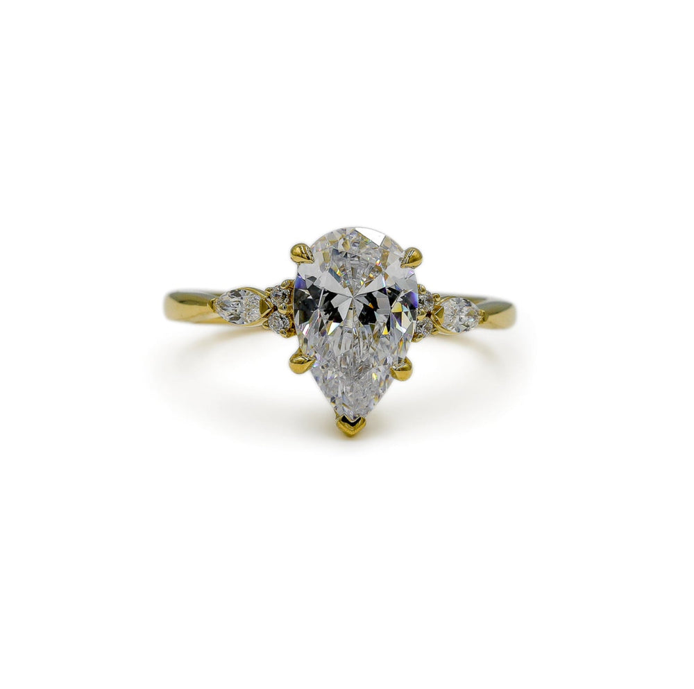 14ky Pear .25ctw Lab Grown Round and Marquise Diamond Ring