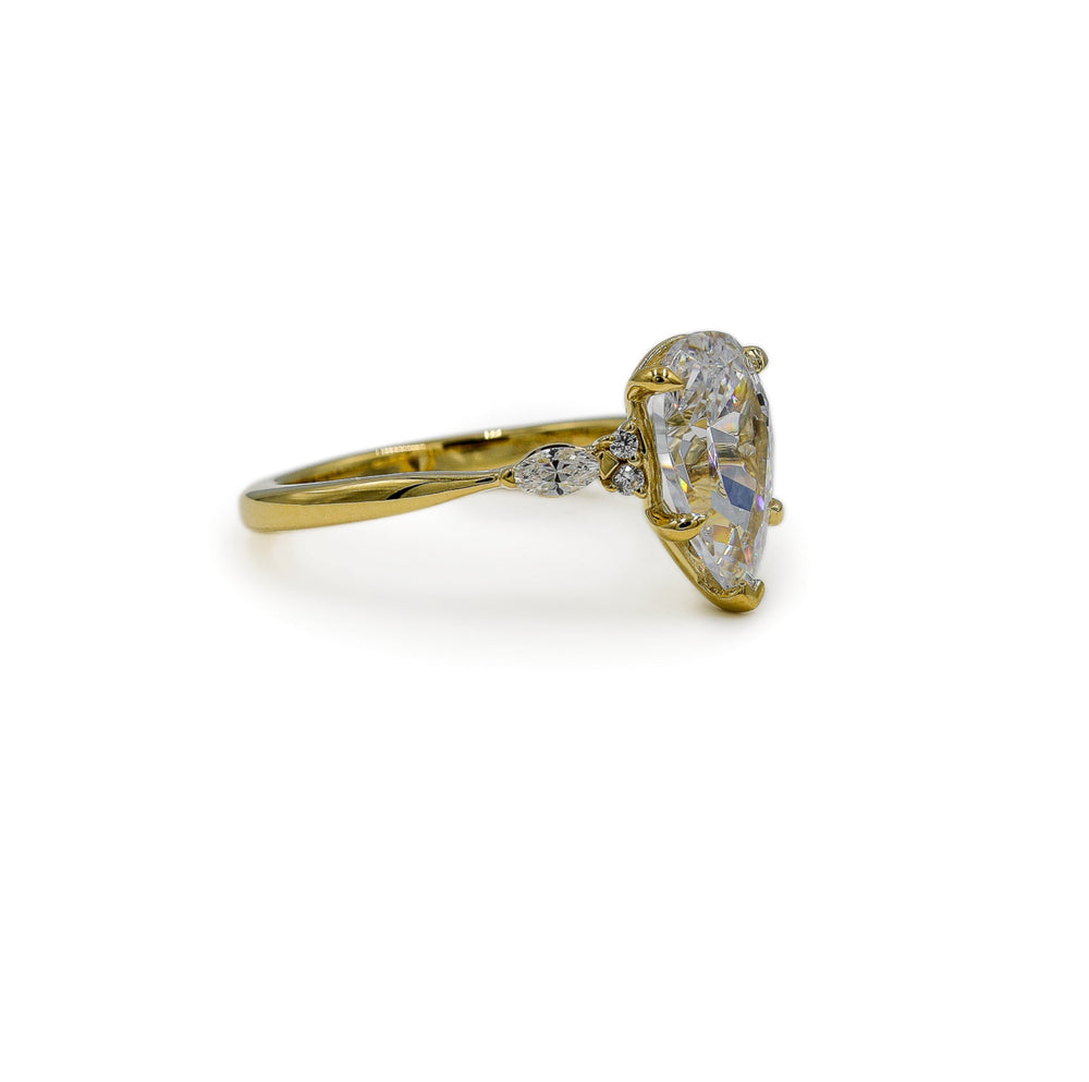 14ky Pear .25ctw Lab Grown Round and Marquise Diamond Ring
