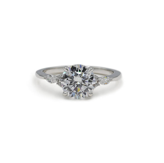 Platinum Round .25ctw Lab Grown Round and Marquise Diamond Ring