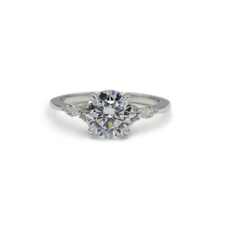 Platinum Round .25ctw Lab Grown Round and Marquise Diamond Ring