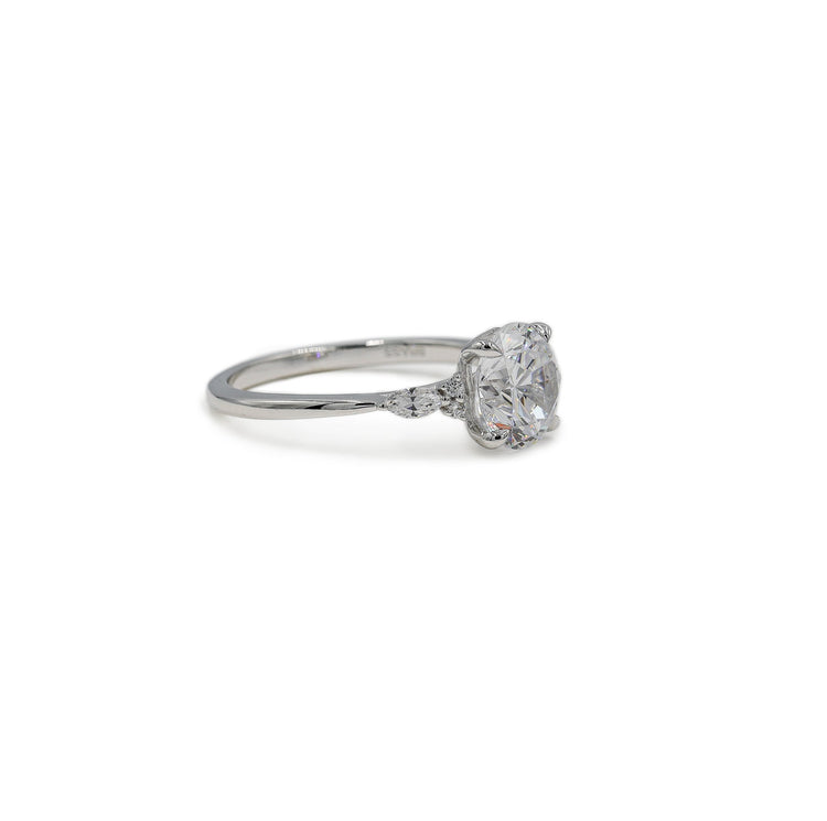 Platinum Round .25ctw Lab Grown Round and Marquise Diamond Ring
