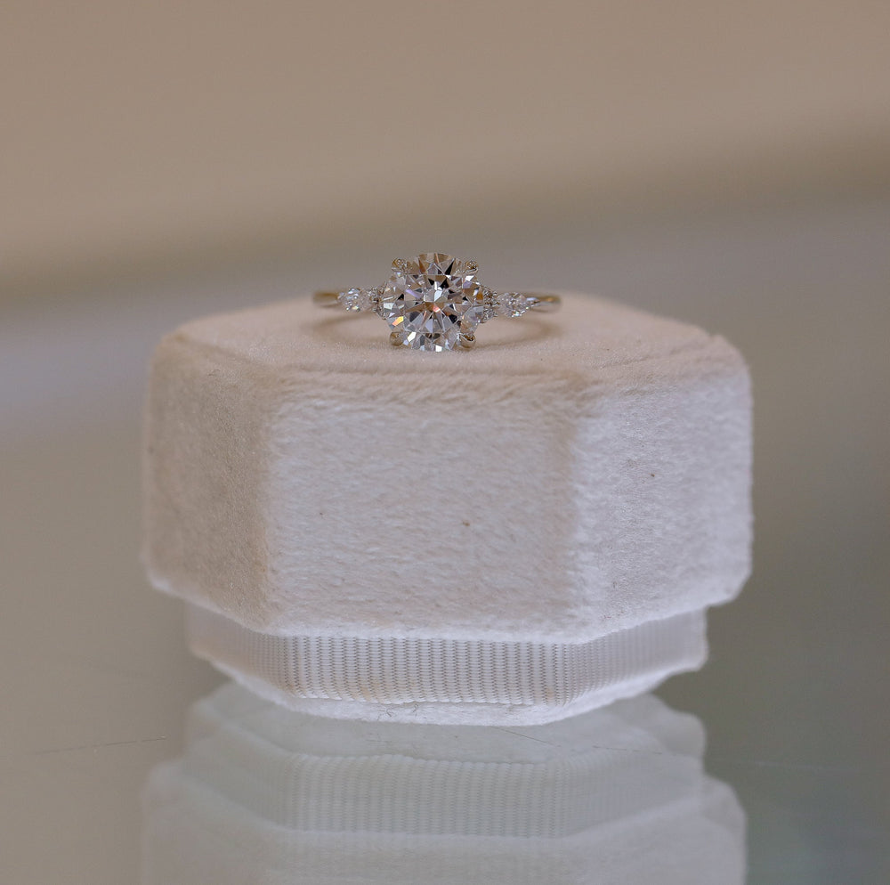 Platinum Round .25ctw Lab Grown Round and Marquise Diamond Ring