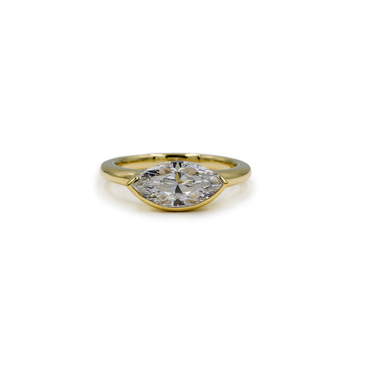 14ky East-West Marquise Semi-Bezel Diamond Ring