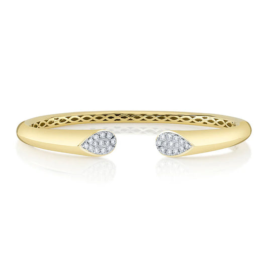 14ky Pave .54ctw Pear Ended Bangle