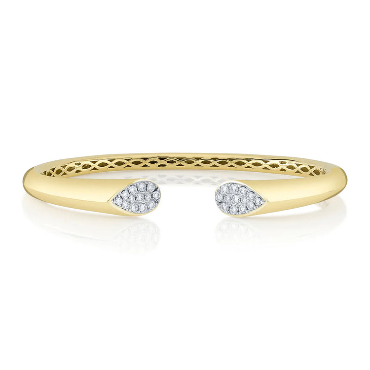 14ky Pave .54ctw Pear Ended Bangle