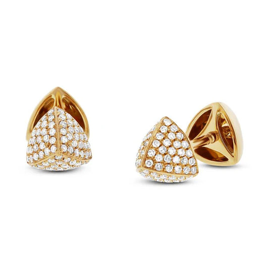 14ky .31ctw Pave Pyramid Double Sided Earrings