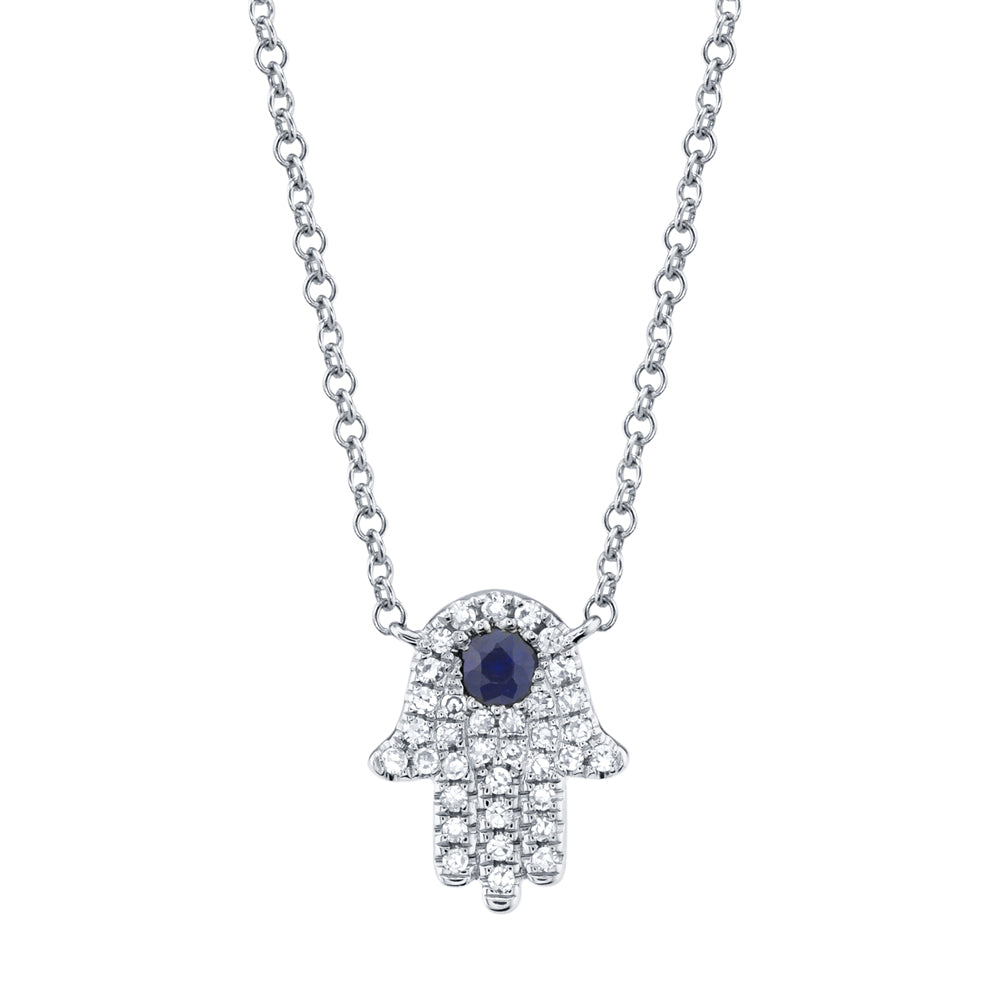 14kw Diamond Hamsa Necklace