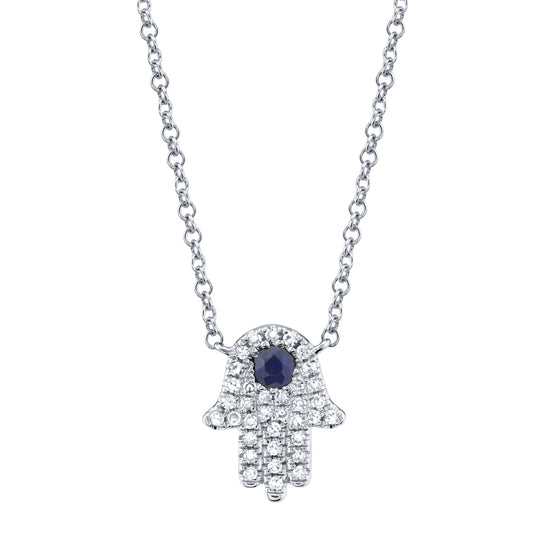14kw Diamond Hamsa Necklace