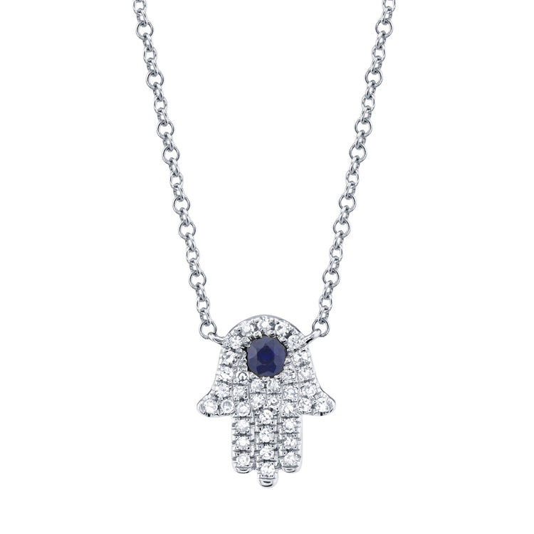 14kw Diamond Hamsa Necklace