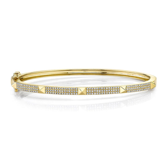 14ky Pave .45ctw Pyramid Spike Bangle Bracelet
