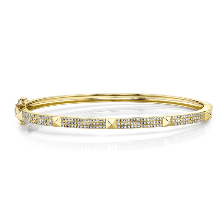 14ky Pave .45ctw Pyramid Spike Bangle Bracelet