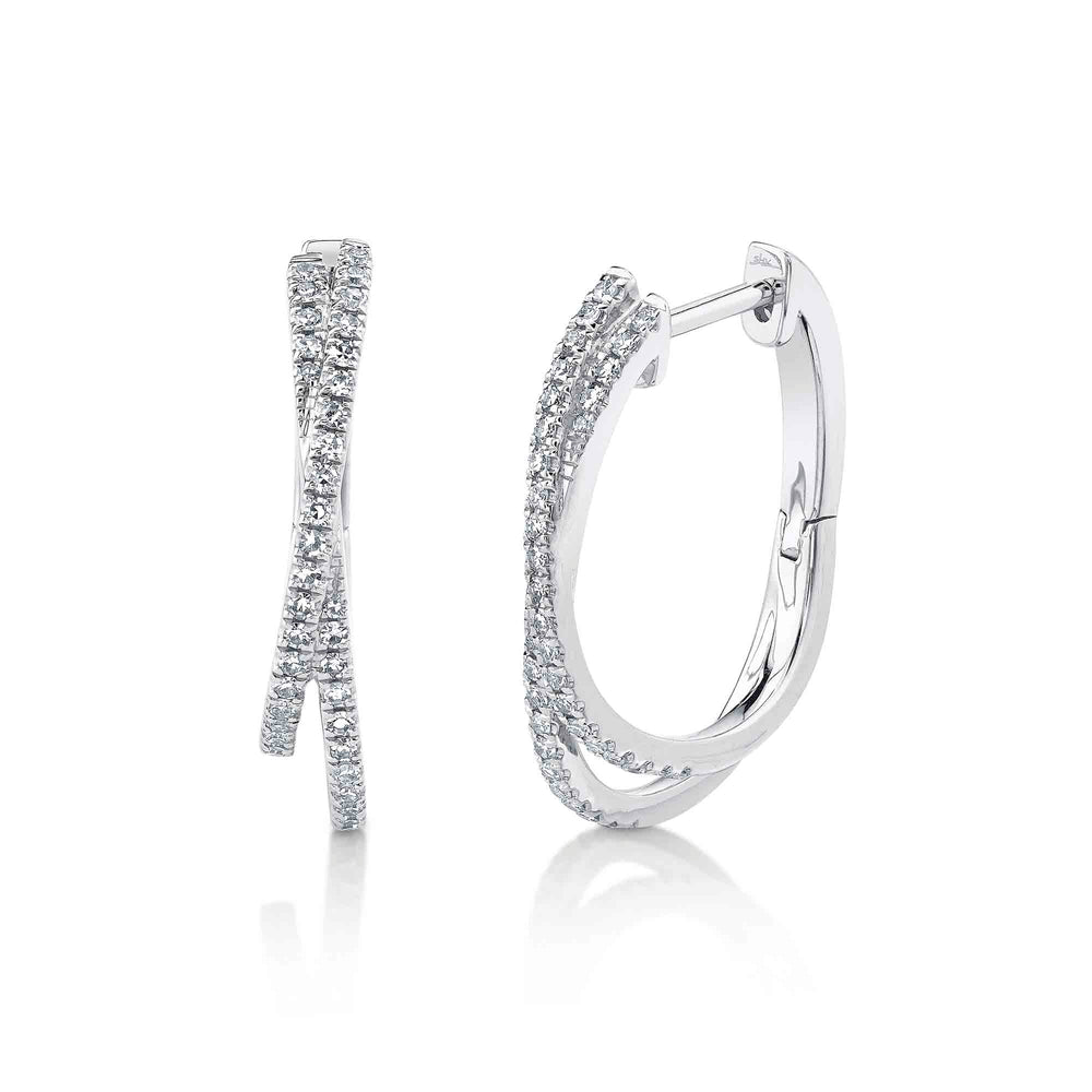 14kw .21ctw Double Crossover Diamond Hoops
