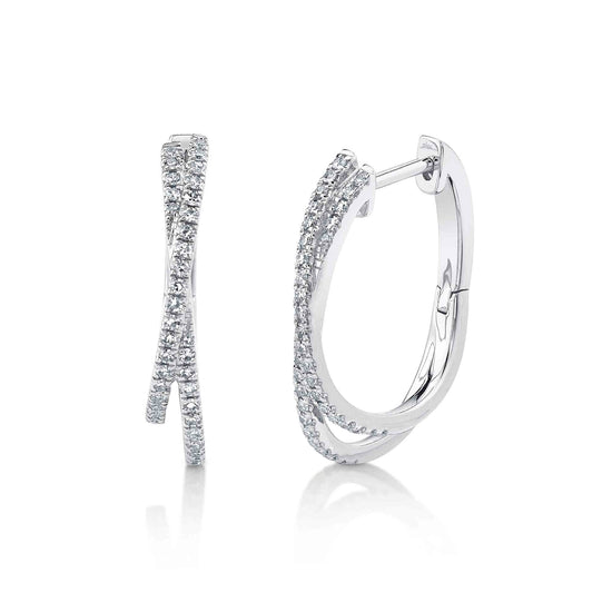 14kw .21ctw Double Crossover Diamond Hoops