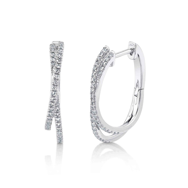 14kw .21ctw Double Crossover Diamond Hoops