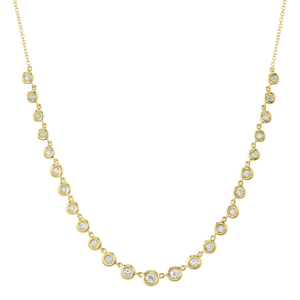 14ky .60ctw Graduated Bezel Section Necklace