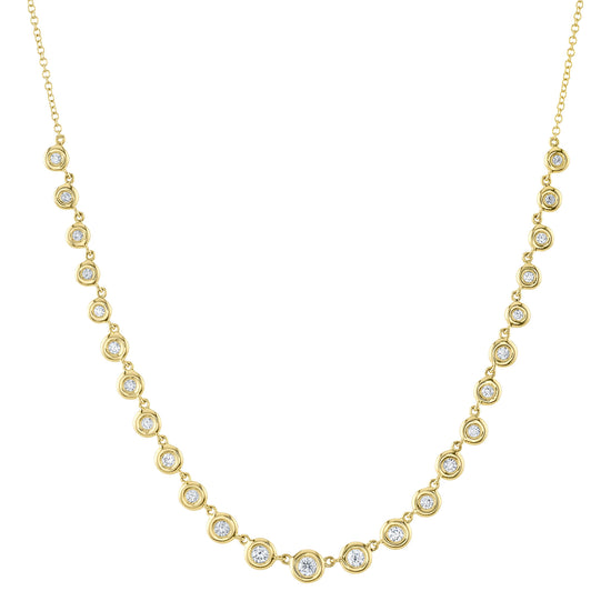 14ky .60ctw Graduated Bezel Section Necklace