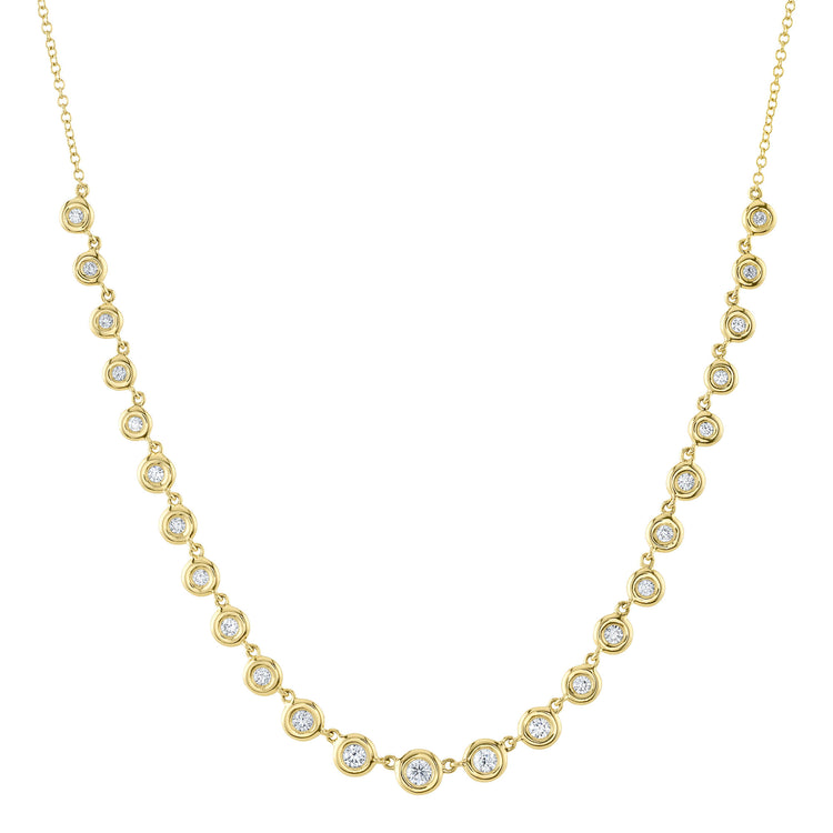 14ky .60ctw Graduated Bezel Section Necklace