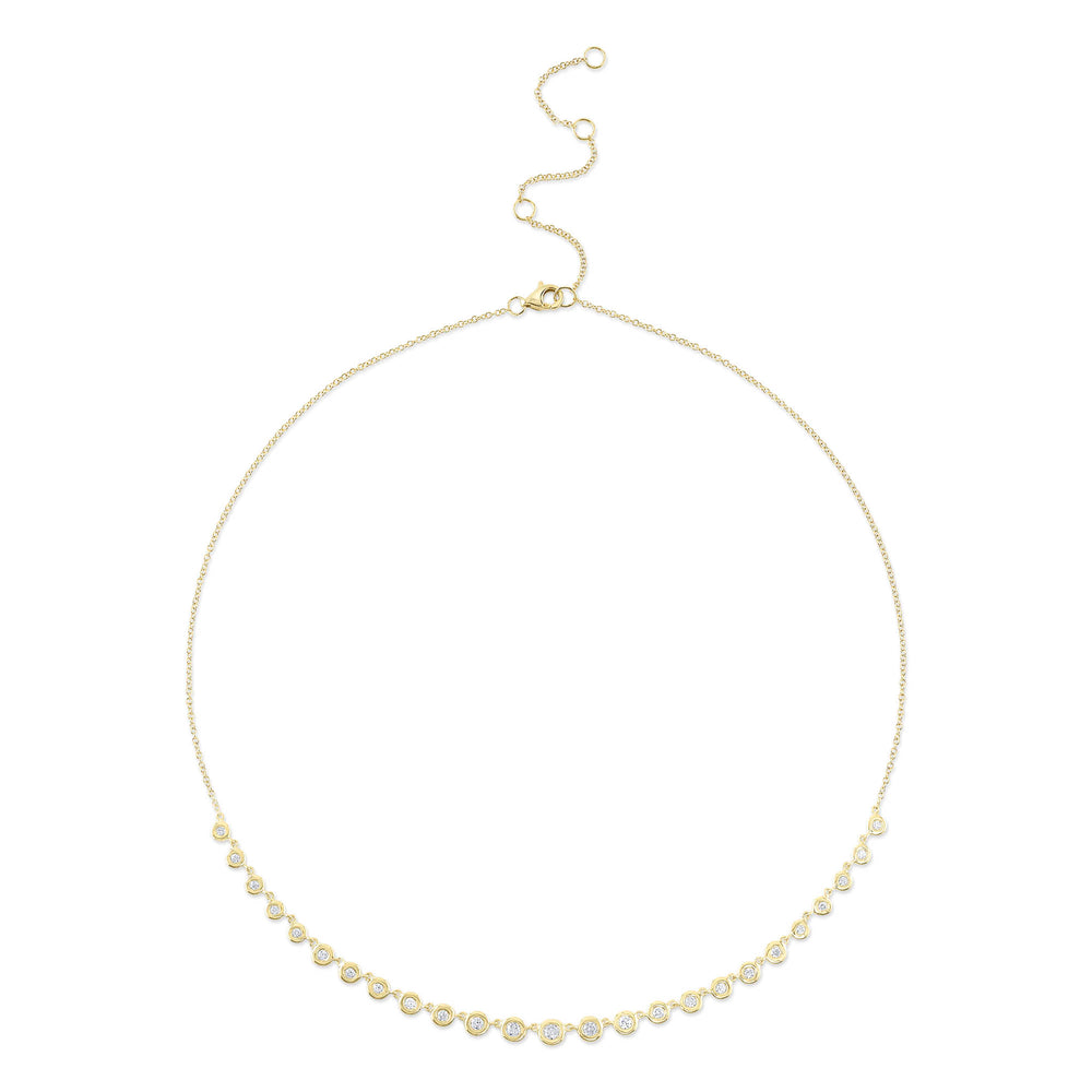 14ky .60ctw Graduated Bezel Section Necklace