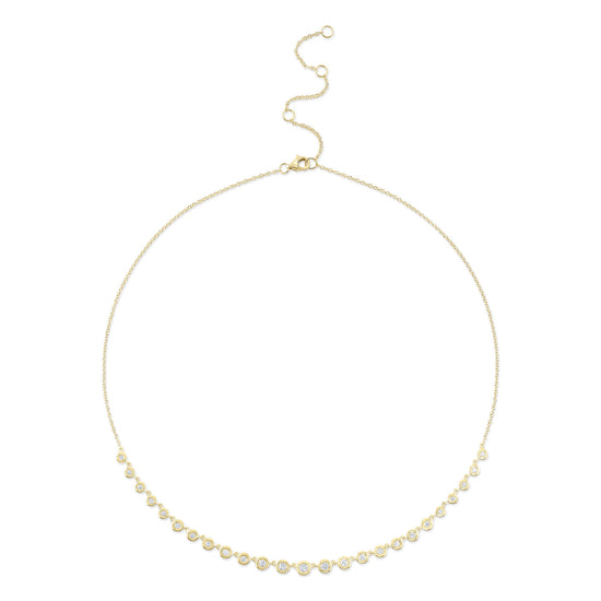 14ky .60ctw Graduated Bezel Section Necklace